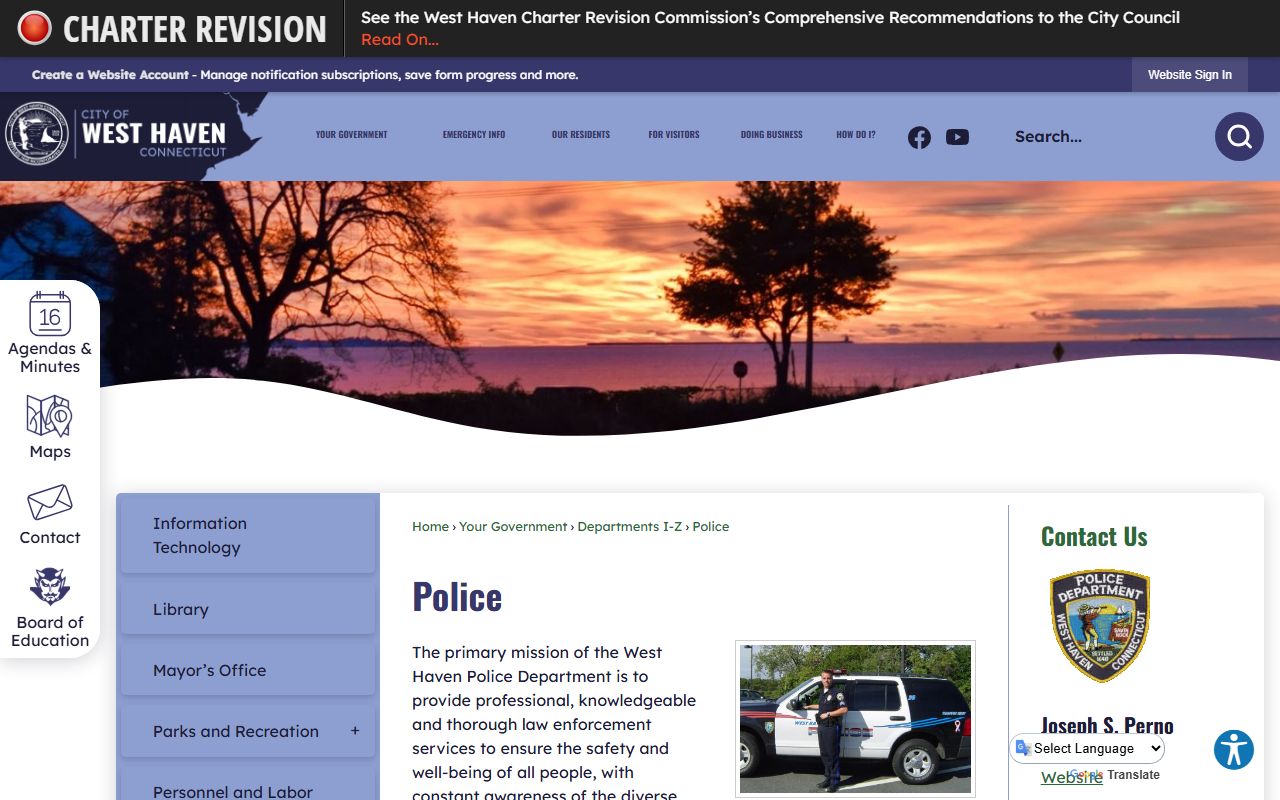 West Haven Police Department records lookup and arrest processing page